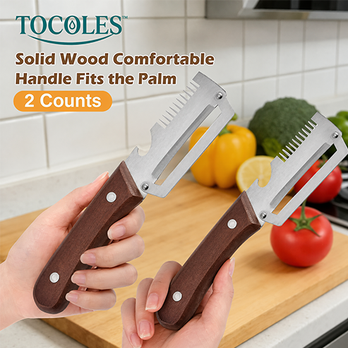 ✨Wooden-Handled Stainless Steel Sharp Peeler with Built-In Bottle Opener