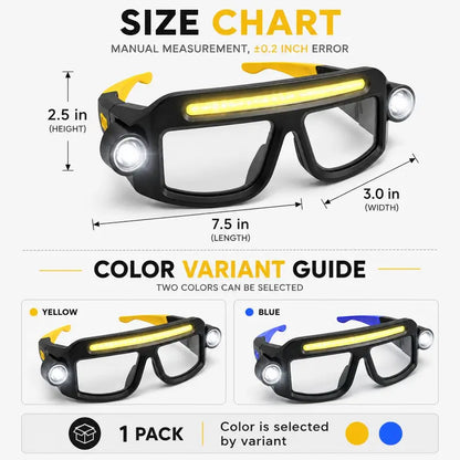 🔦 Rechargeable LED Headlamp Glasses – Hands-Free Lighting, Wave On/Off