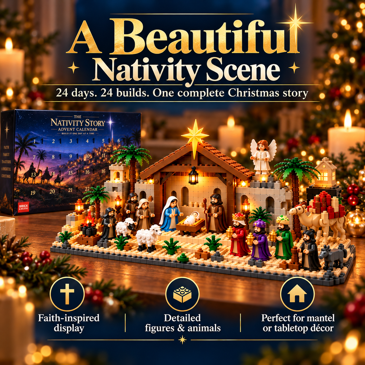🎄 Nativity Building Advent Calendar ✨| 24 Daily Builds to Create a Complete Christmas Scene 🧱