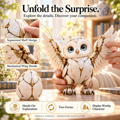 🦉 Mechanical Owl Egg – Transform & Reveal the Snowy Owl Inside 🥚✨