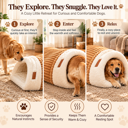 🐶 Plush Cozy Cave Dog Bed – Soft Enclosed Pet Retreat