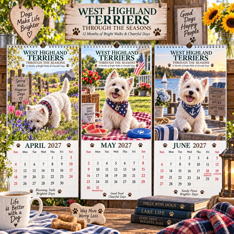 ✨🌲2027 West Highland Terriers Through The Seasons Calendar🐶