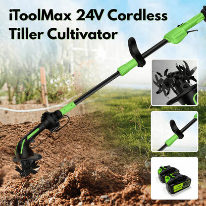 Livelydayin™ Multifunctional 2-in-1 Cordless Tiller & Cultivator with Telescopic Pole