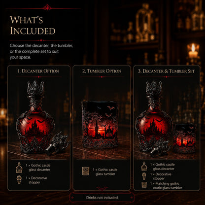 🦇🍺Gothic Vampire Castle Whisky Decanter & Tumbler
