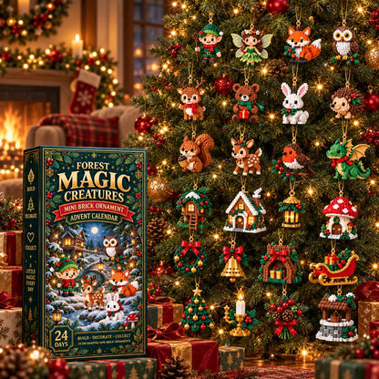 ⏳ Last day to save 49% – 🎄 24‑Day Forest Magic Creatures Ornament Advent Calendar | 24 collectible buildable forest fantasy brick decorations with hangers—perfect for holiday wreaths, mantel styling and Christmas tree trimming 🧝