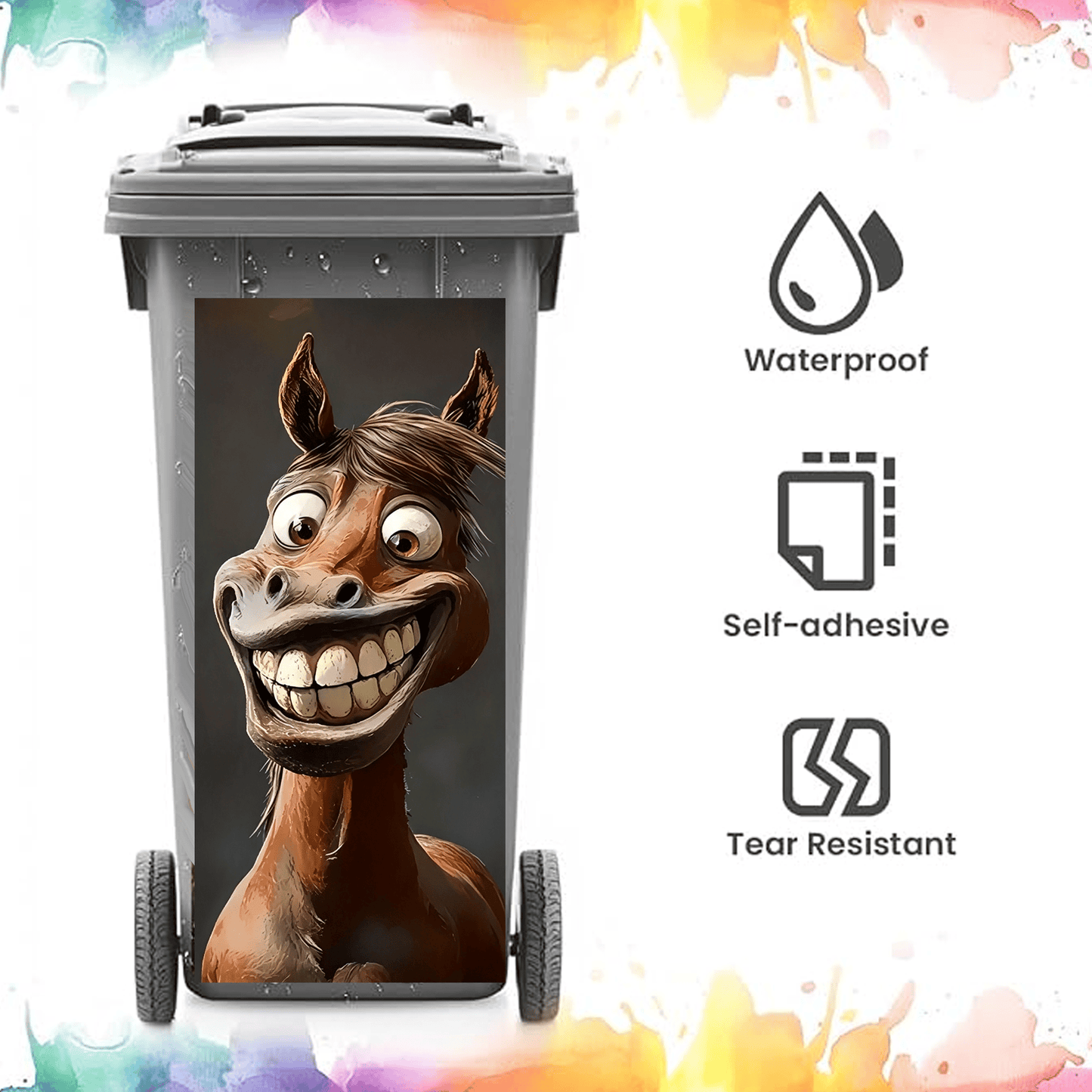 🗑️Creative Trash Can Sticker with Colourful Cartoon
