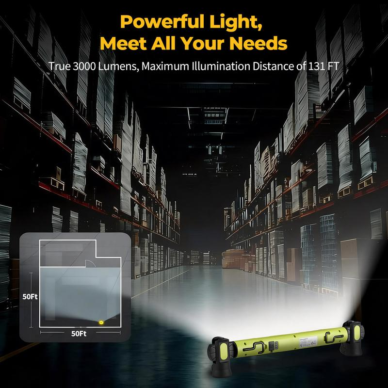⚡Under Hood Work Light Bar, 3000LM LED Magnetic Light Bar with Hooks, 5200mAh