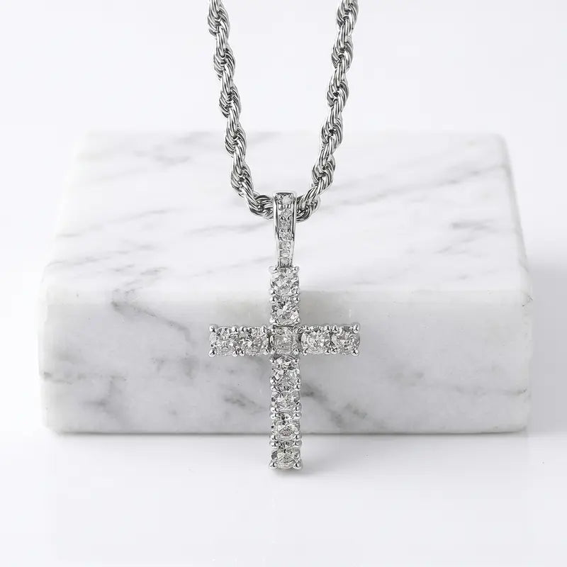 ✝️Cross pendant with diamond-studded necklace for Men and Women Jewelry Gift Unisex
