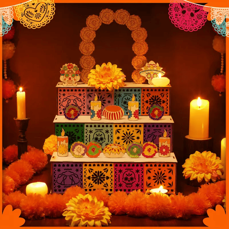 🎃Day of the Dead Wooden Altar Display Set | 💕Death is not the end of life, forgetting is