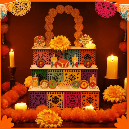 🎃Day of the Dead Wooden Altar Display Set | 💕Death is not the end of life, forgetting is