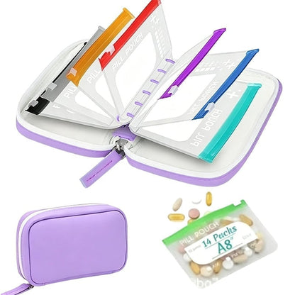 💊A8 Waterproof Pill Pouch Set – 7 to 14 Days of Meds & Vitamins💧Waterproof & Crush-Resistant Shell