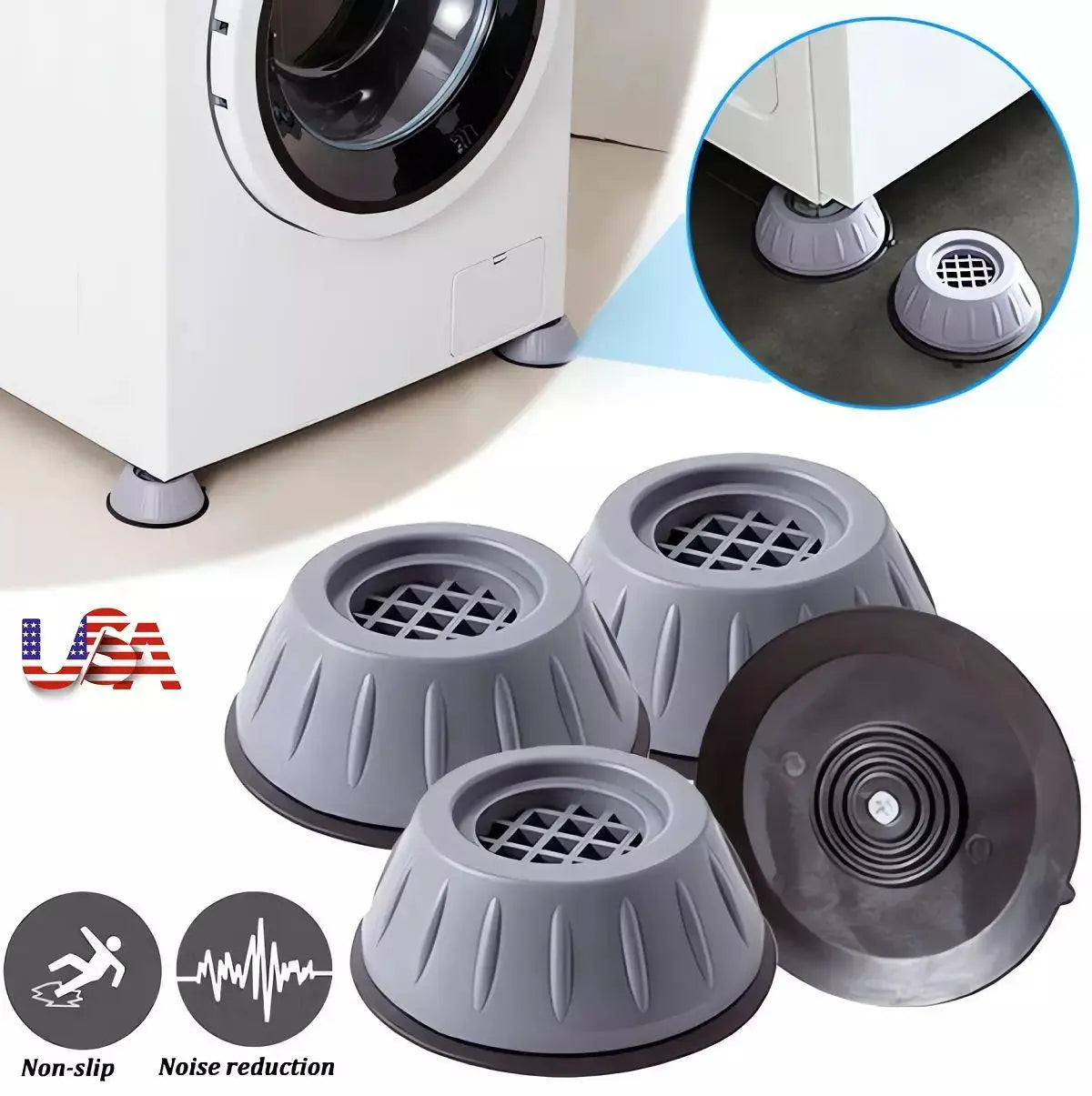 🔥50% OFF🔥4-Piece Durable Compact Shock-Absorbing Pads for Large Home Appliances (Washing Machines, Dryers, Refrigerators) - Reduces Vibrations and Noise, Prevents Movement, Refrigerator Accessories