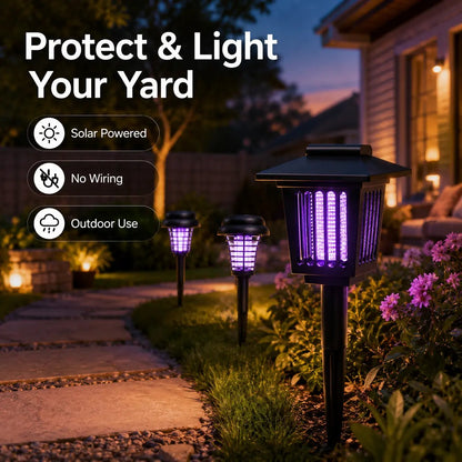 🔥Summer 50% OFF☀️ 2-in-1 Solar Bug Zapper – UV Mosquito Killer + Soft Pathway Light, Auto Dusk-to-Dawn, IP65