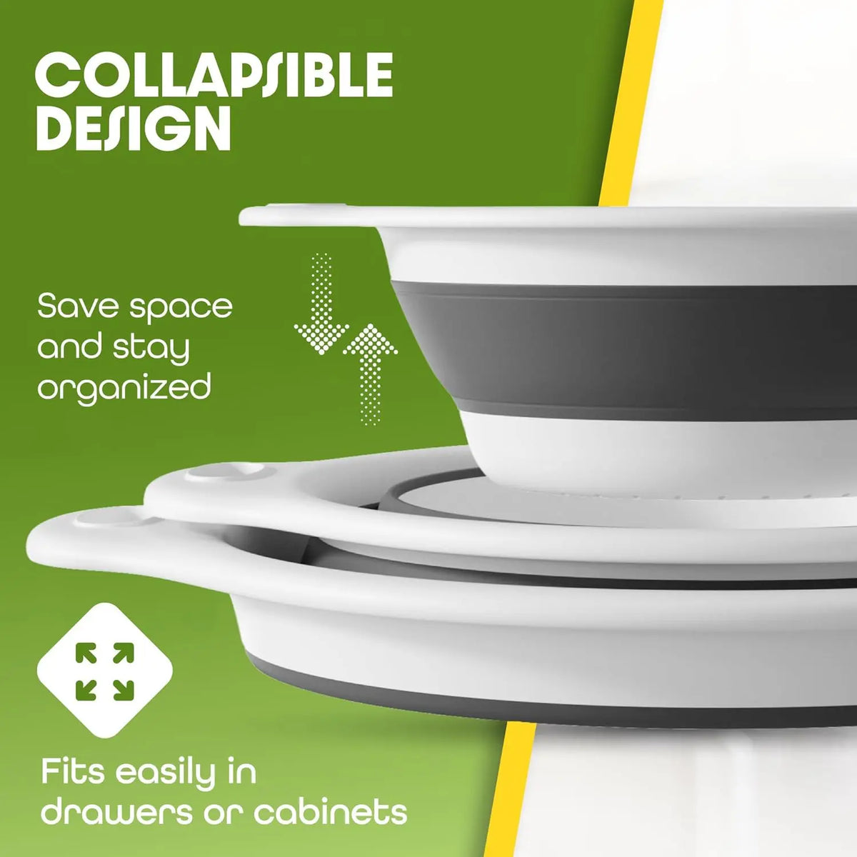 🔥3-Piece Collapsible Colander Set with Self-Draining Base🔥