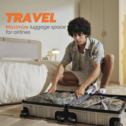 ☀️ Summer Vibes – X8 Cordless Vacuum Pump + 20 Bags, Rechargeable, Space Saver for Travel & Home