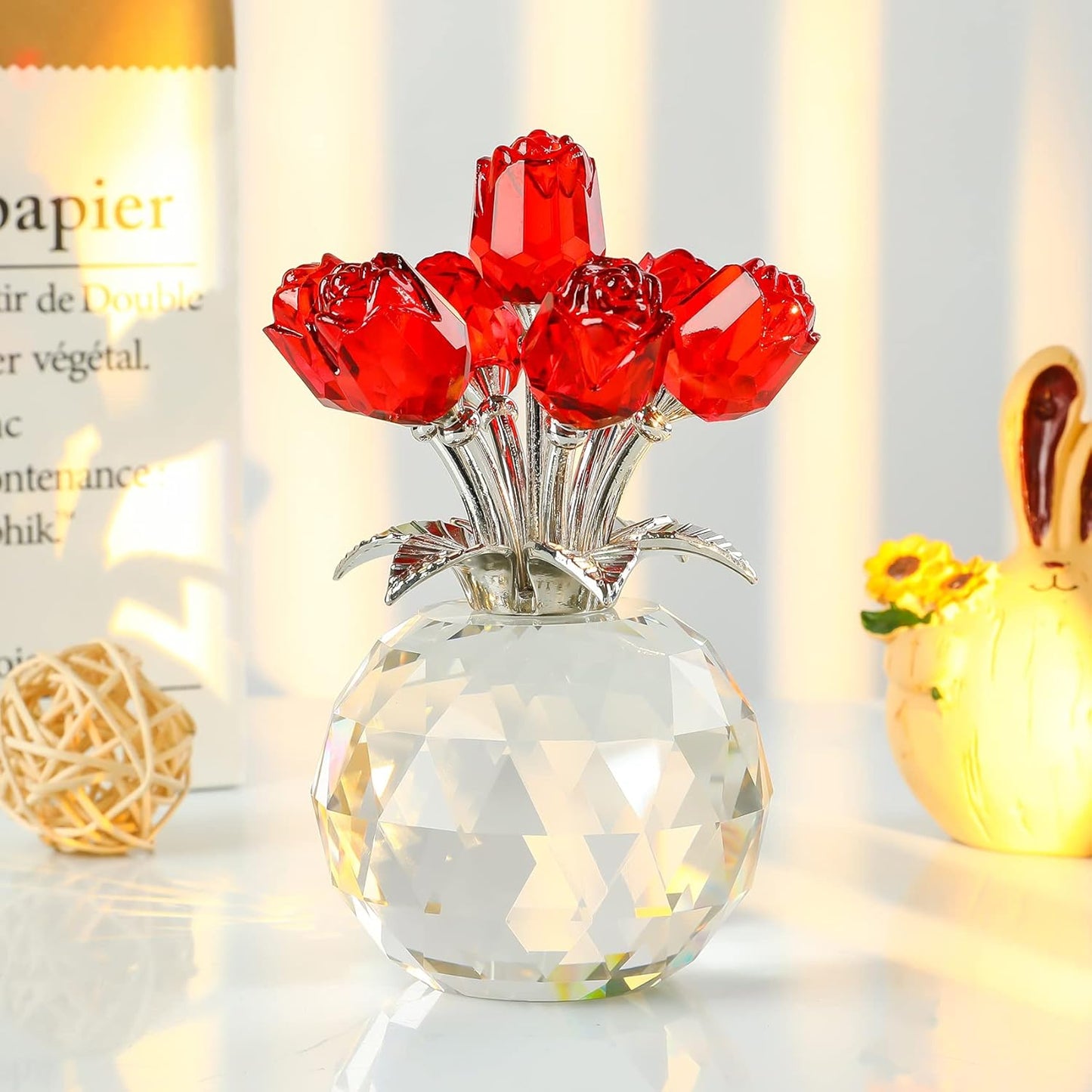 💐Crystal Colorful Rose Flower Vase