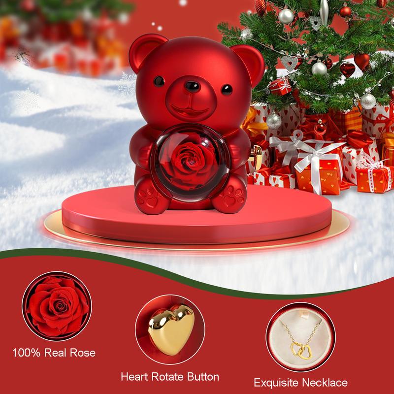 Mother's Day Hot Selling✨Cute Teddy Bear with Preserved Rose--Necklace📿+Eternal Rose🌹+Teddy Bear🧸