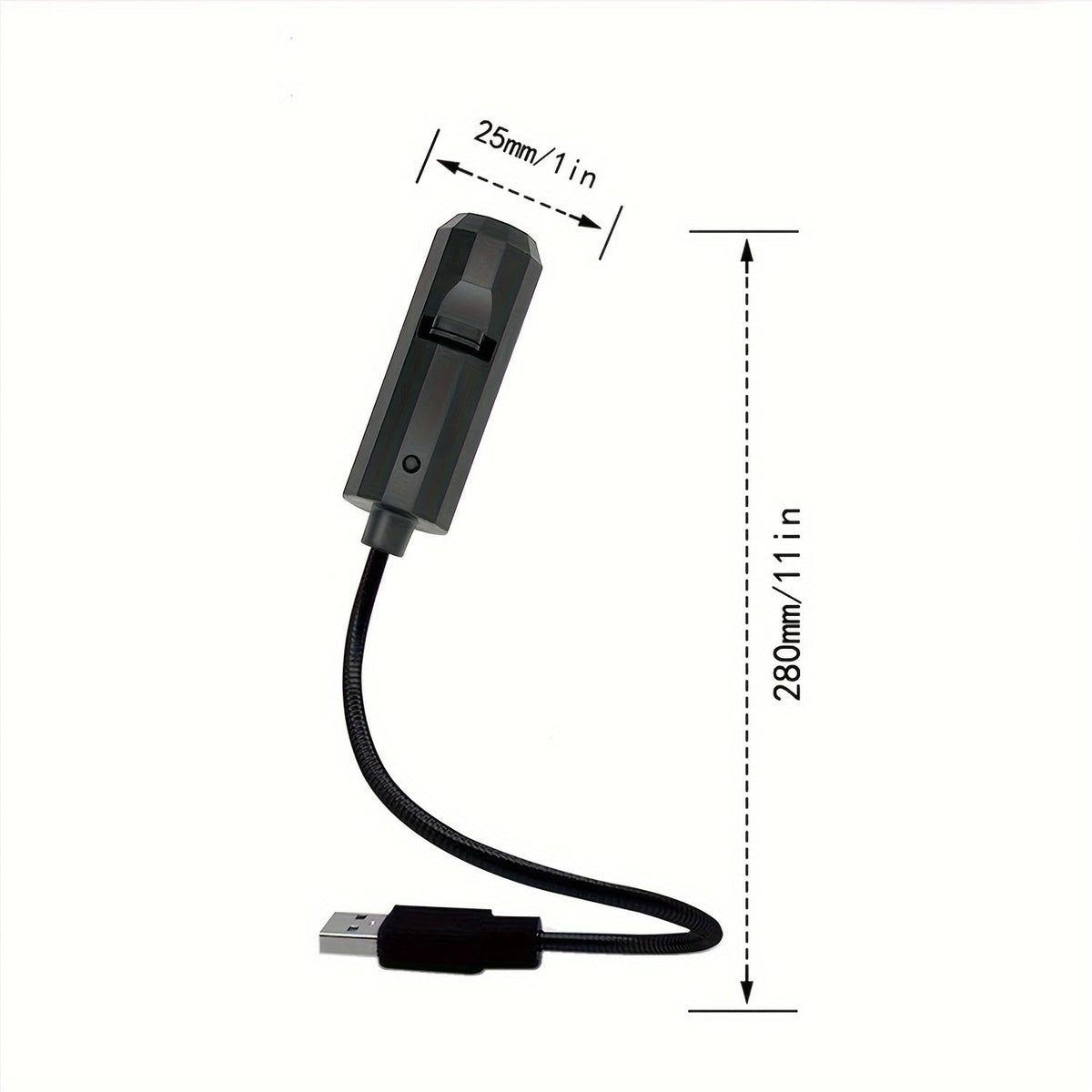 Prayer projection light dimensions showing 280 millimeter overall length and 25 millimeter head width