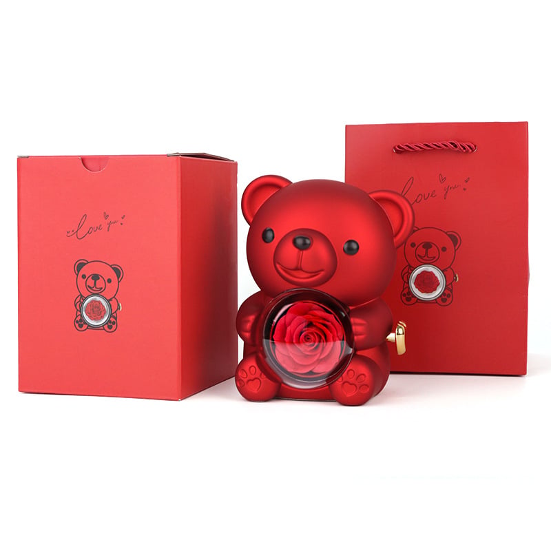 Mother's Day Hot Selling✨Cute Teddy Bear with Preserved Rose--Necklace📿+Eternal Rose🌹+Teddy Bear🧸