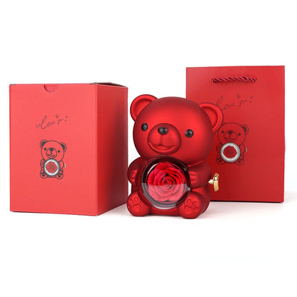 Mother's Day Hot Selling✨Cute Teddy Bear with Preserved Rose--Necklace📿+Eternal Rose🌹+Teddy Bear🧸