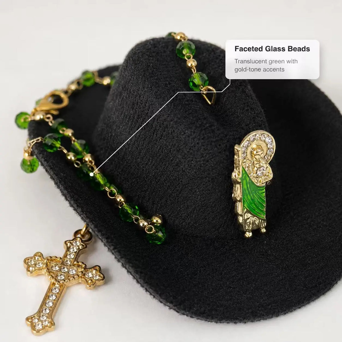 St. Jude Car Blessing Charm. Handmade Protection Gift Decoration, Black Sombrero Car Ornament Car Trinkets