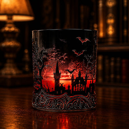 🦇🍺Gothic Vampire Castle Whisky Decanter & Tumbler