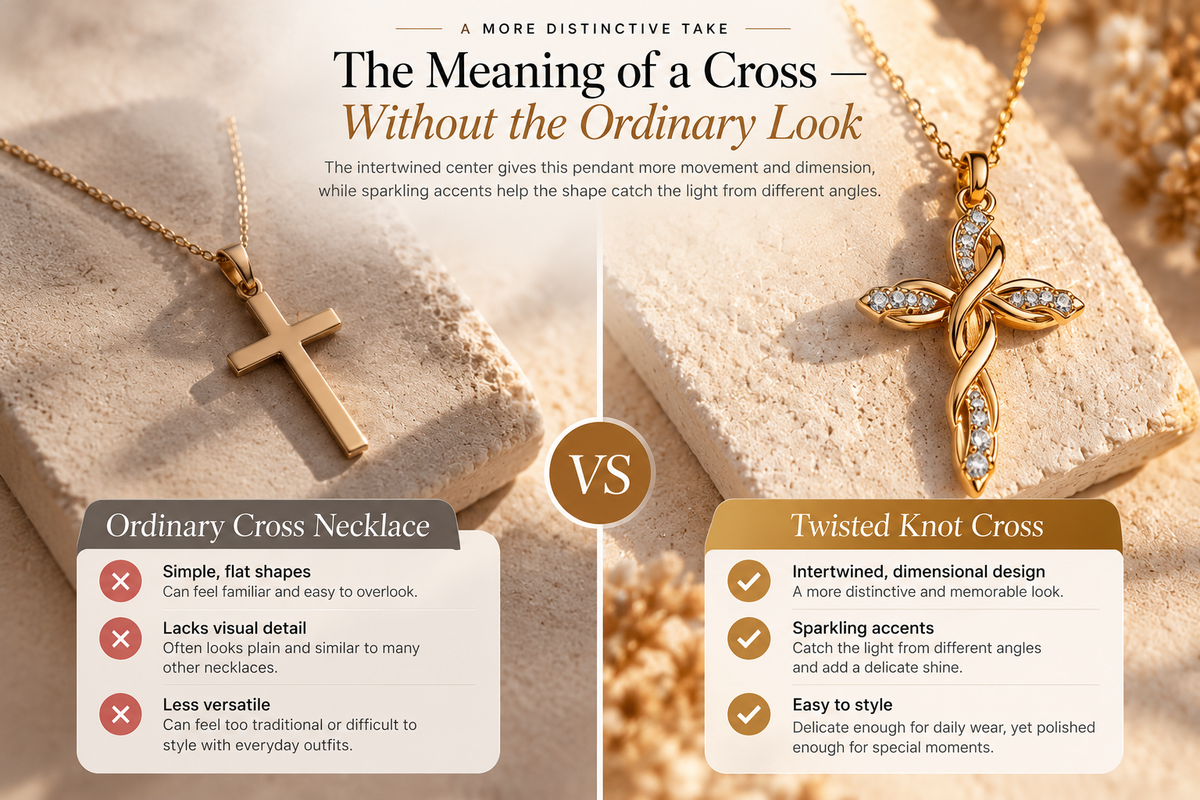✨ Sparkling Twisted Knot Cross Pendant Necklace
