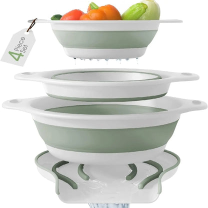 🔥3-Piece Collapsible Colander Set with Self-Draining Base🔥
