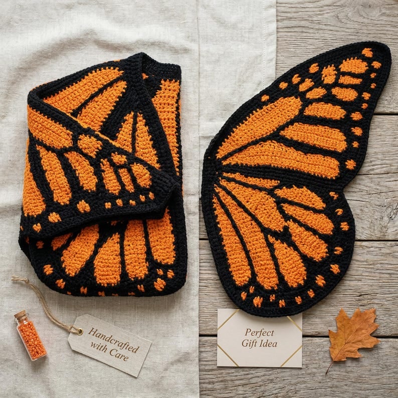 Limited edition of 120 pieces-Monarch Butterfly Cardigan – Handcrafted Statement Piece 🦋
