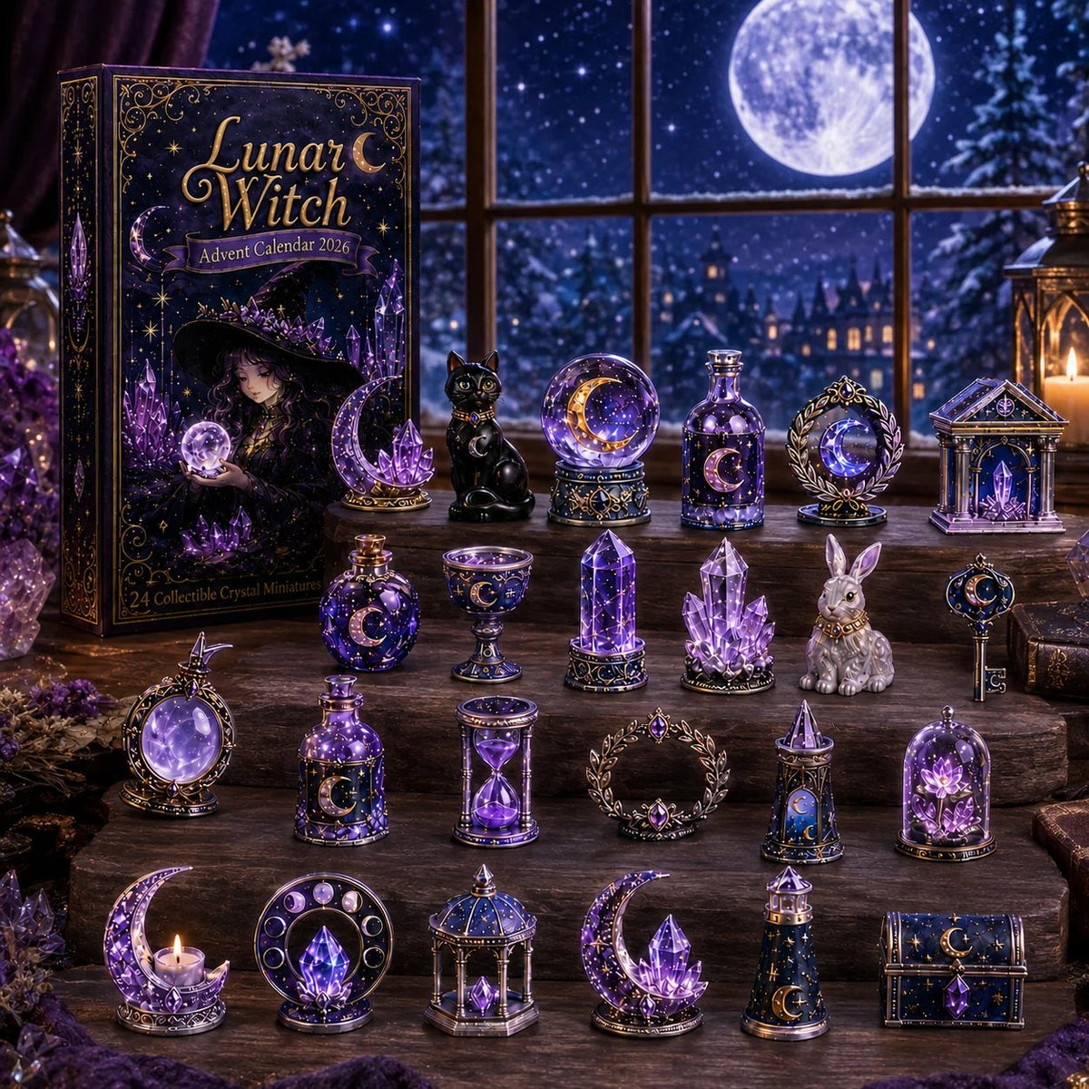 🏆Limited Time Sale 49% OFF🎄🔮Lunar Witch Advent Calendar 2026 – 24 Enchanted Crystal Miniatures for a Magical Moonlit Countdown