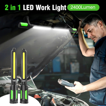 【FathersDayGift】Linkax Rechargeable 2400LM USB Work Light Bar for Mechanics, 4400mAh Battery, Hooks & Magnetic Attachment, LED Car Lights, Vehicle Accessories for Car & Garage Repair Tools