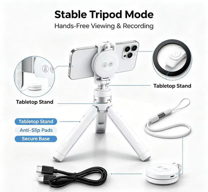 🔥Zoomable Magnetic Palm Grip | Selfie Stick & Tripod
