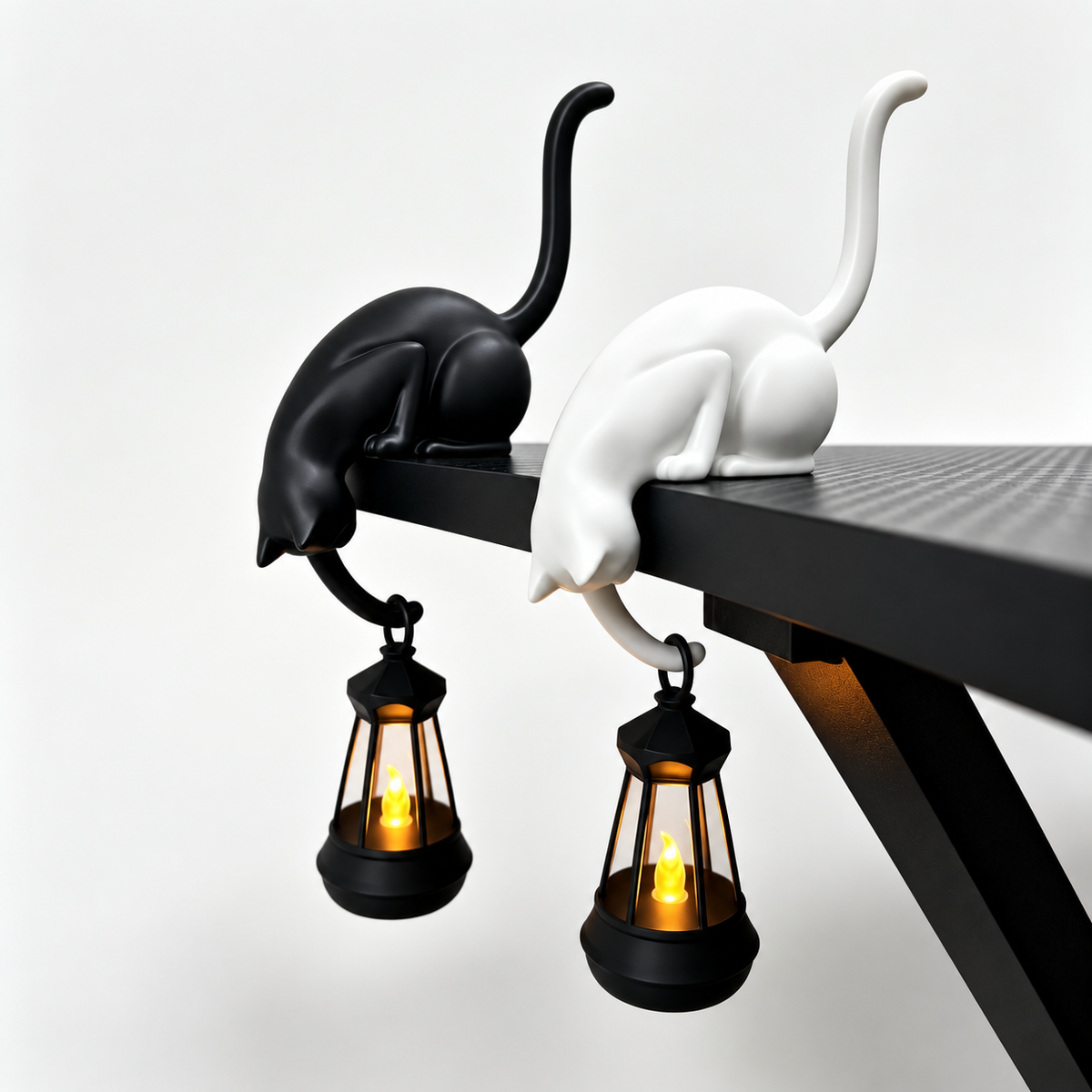 🐱 Cat Shelf Lantern Decor – Whimsical Hanging Light & Key Holder for Cozy Home Spaces