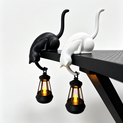 🐱 Cat Shelf Lantern Decor – Whimsical Hanging Light & Key Holder for Cozy Home Spaces