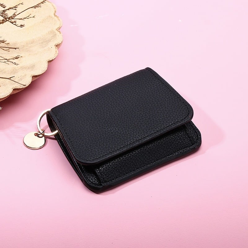 ⚡RFID Short Wallets for Women – Fashionable Card Holder with Key Ring & Coin Purse