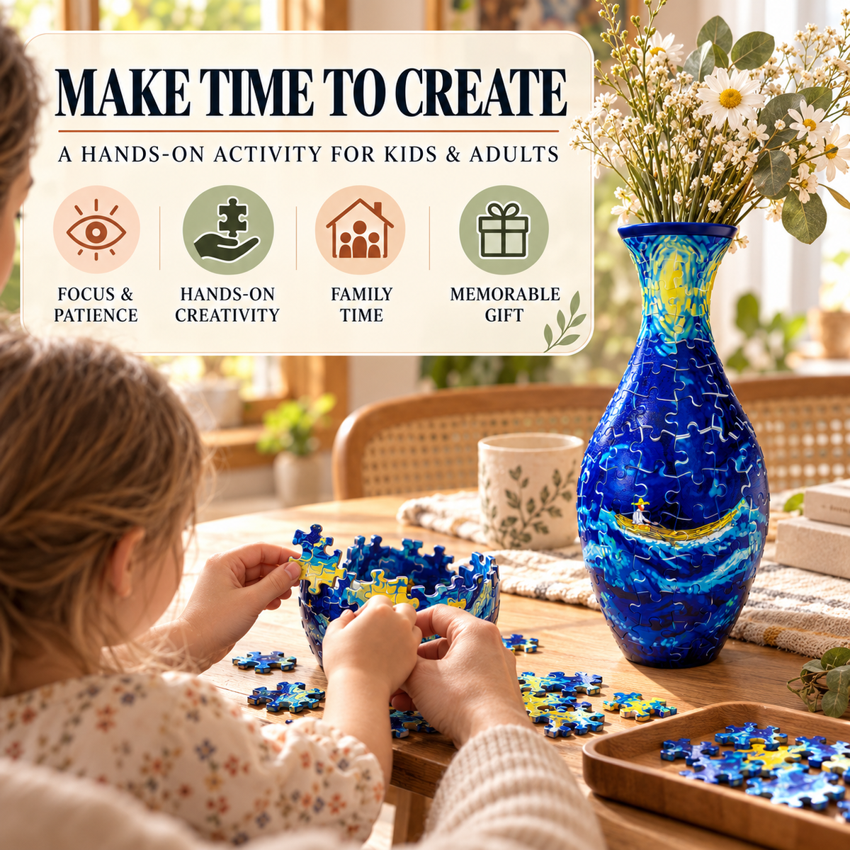 ✨🧩 3D DIY Puzzle Vase – 11 Creative Designs, Decorative Flower Vase & Craft Gift✨