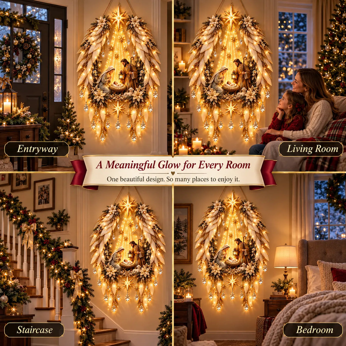✨ Lighted 3D Angel Wings Christmas Nativity Wall Decor ✨