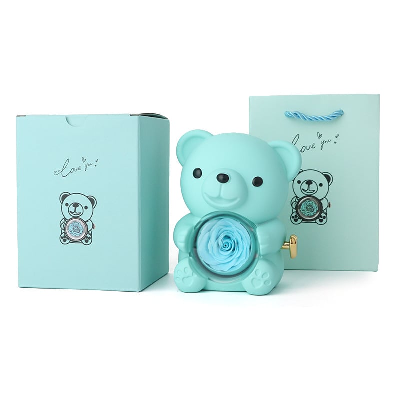 Mother's Day Hot Selling✨Cute Teddy Bear with Preserved Rose--Necklace📿+Eternal Rose🌹+Teddy Bear🧸