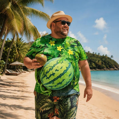 Funny 3D Watermelon Belly T-Shirt – Summer Novelty Graphic Tee