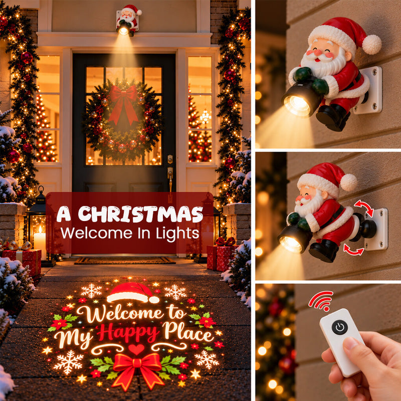 ✨🎅 Santa Christmas Welcome Projector – Festive Doorway Light with Remote Control🎅 ✨