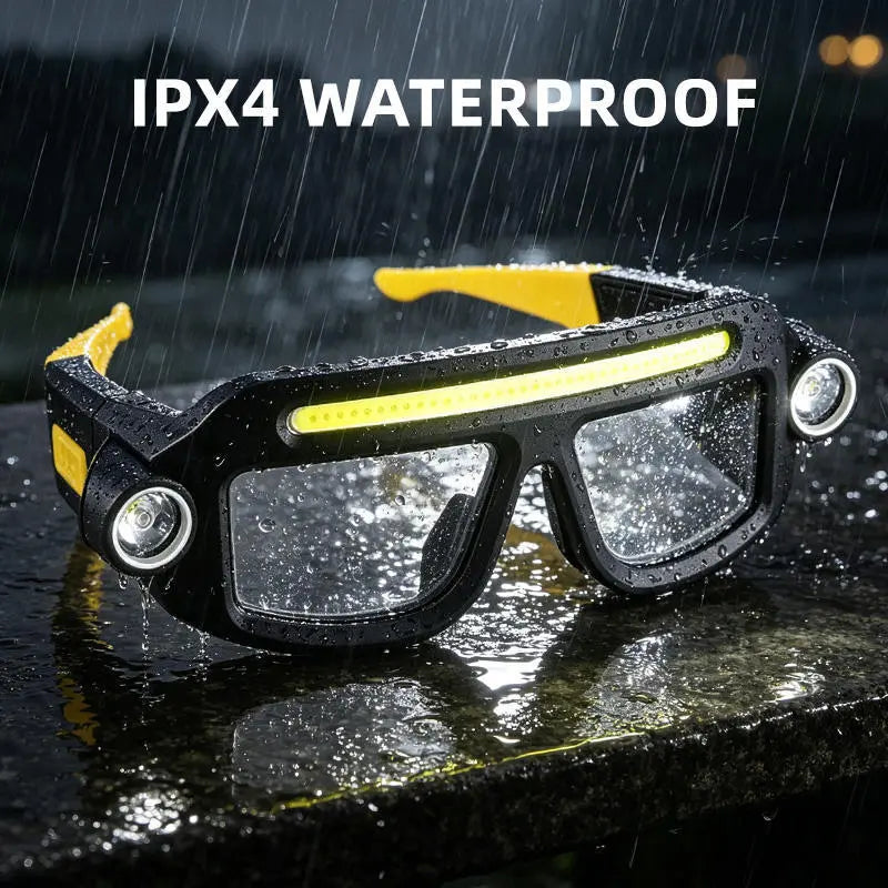 🔦 Rechargeable LED Headlamp Glasses – Hands-Free Lighting, Wave On/Off