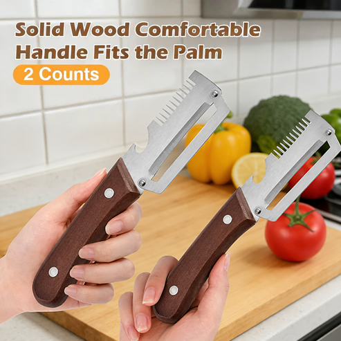 ✨Wooden-Handled Stainless Steel Sharp Peeler with Built-In Bottle Opener