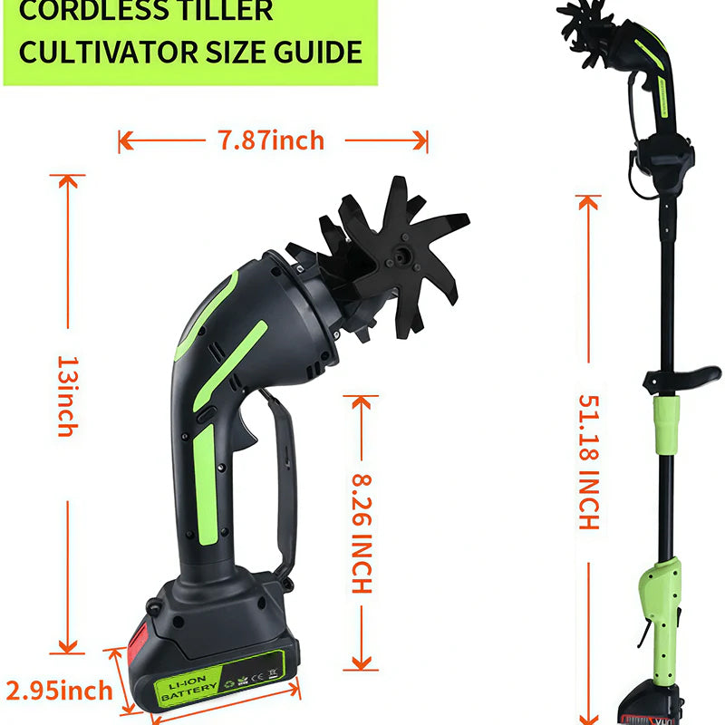 Livelydayin™ Multifunctional 2-in-1 Cordless Tiller & Cultivator with Telescopic Pole