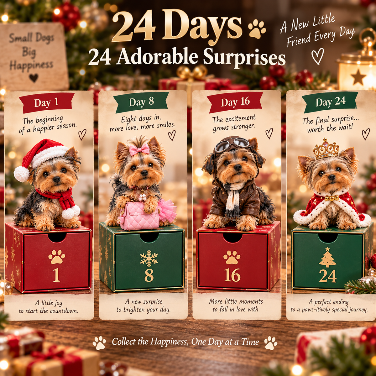 ❤️24 Days of Yorkshire Terrier – 24 Unique Yorkie Figurines | Christmas Collectible Gift Set❤️