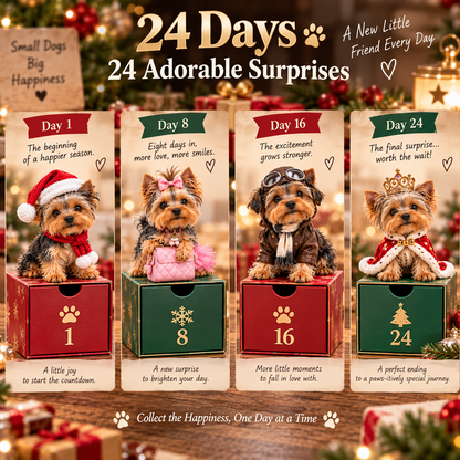 ❤️24 Days of Yorkshire Terrier – 24 Unique Yorkie Figurines | Christmas Collectible Gift Set❤️