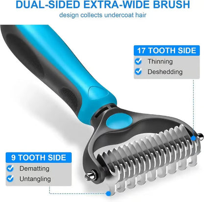 🔥Double-Sided Pet Rake – Deshedding Tool for Dogs & Cats 🐶🐱