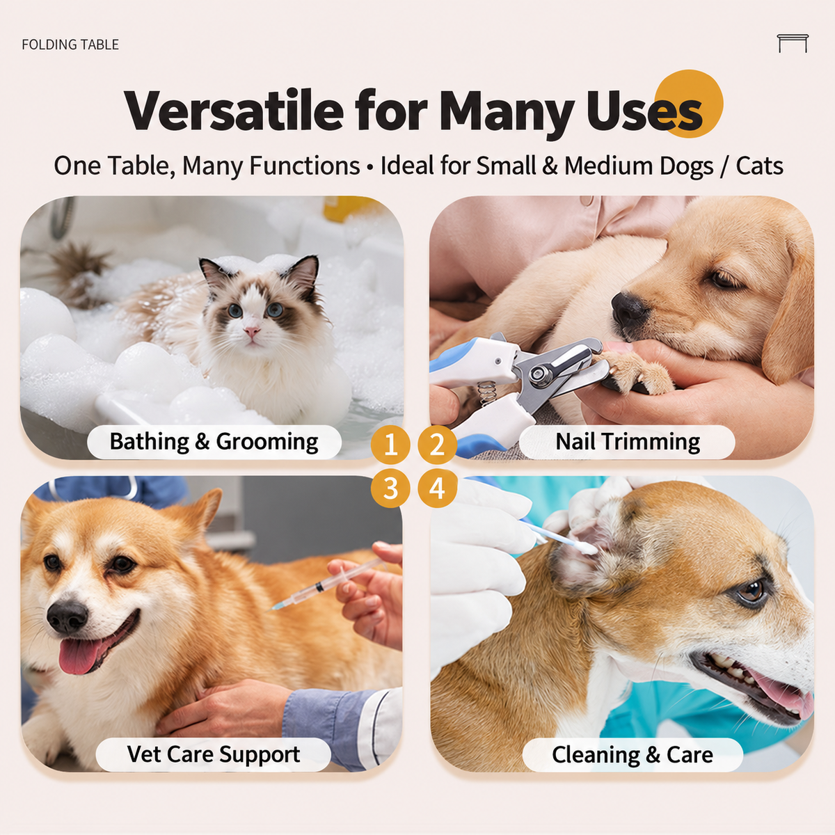🔥Foldable Pet Grooming Stand – Hands-Free for Cats & Small Dogs