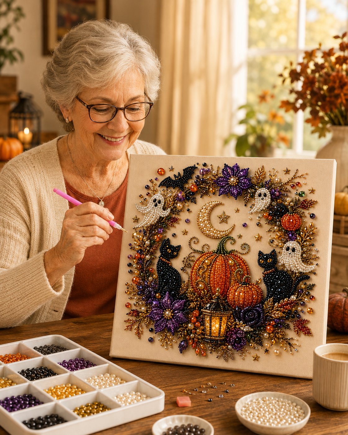 ⚡Halloween Pearl Art DIY Kit – Turn Tiny Pearls into Spooky-Cute Magic