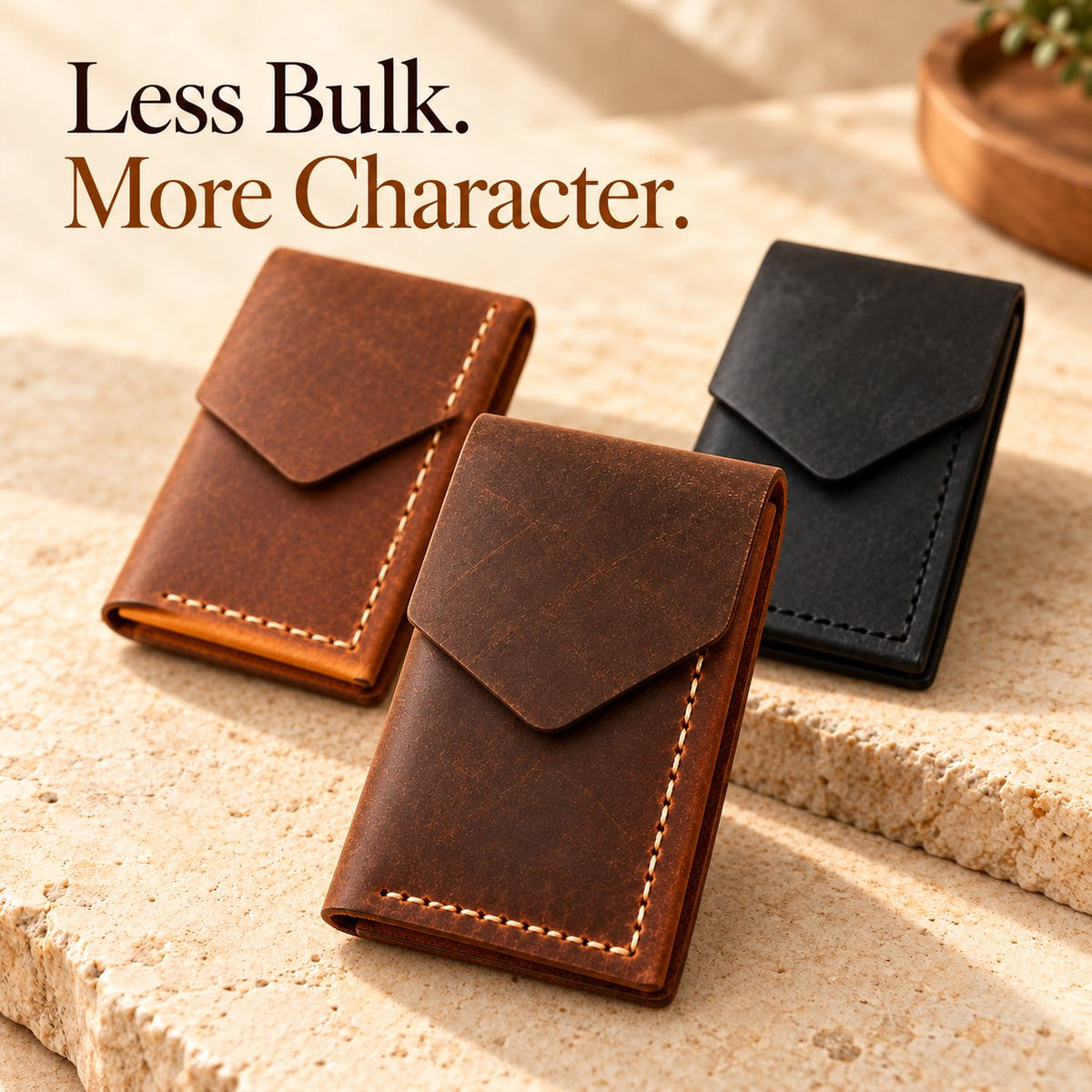 💰Handmade genuine leather wallet – Slim Magnetic Card & Cash Holder for Men
