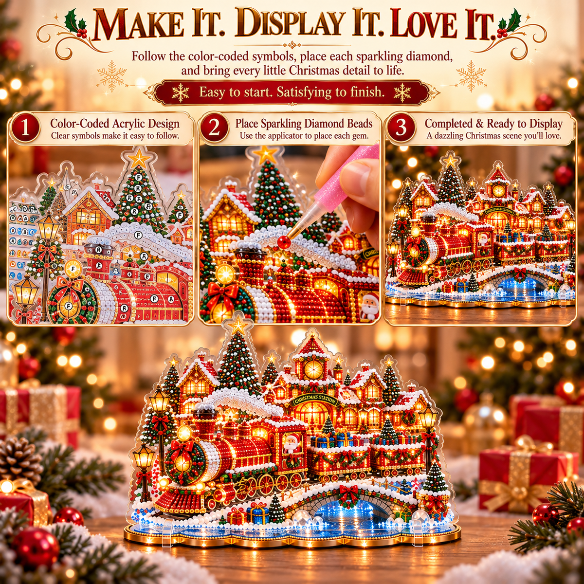 🎄Relaxing & Beginner-Friendly-💗 DIY Christmas Village Diamond Art✨